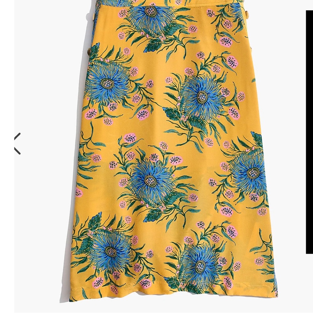 Madewell Silk Side-Button Skirt in Painted Blooms